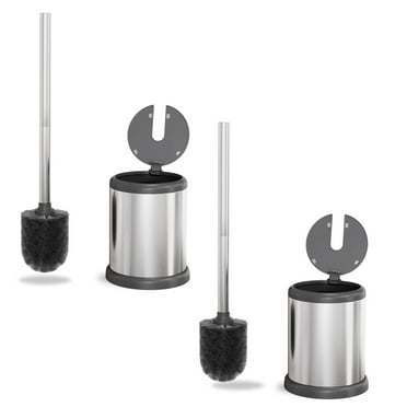 ToiletTree Products Toilet Scrubber Brush with Holder Set, Stainless Steel, Chrome 2-Pack