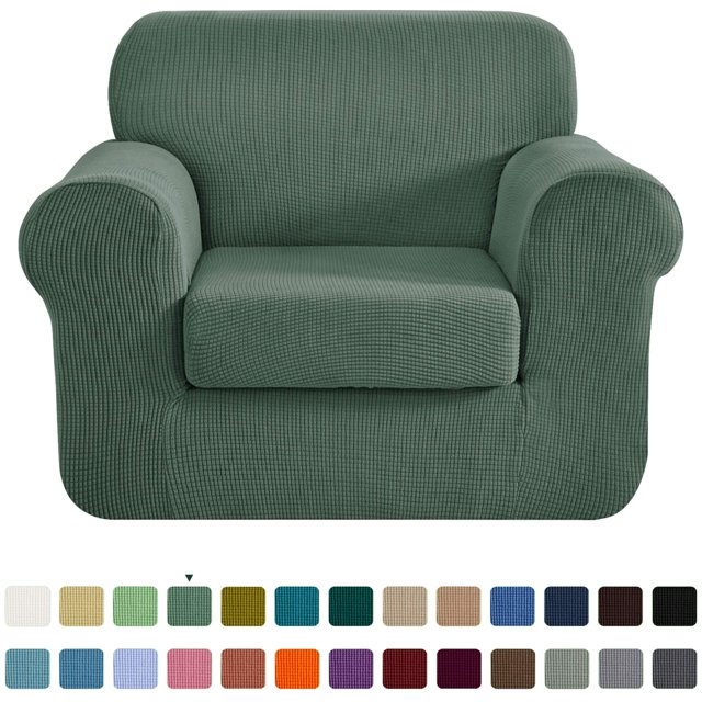 CHUN YI Stretch 2-Piece Checks Sofa Cover with Cushion Cover Slipcover