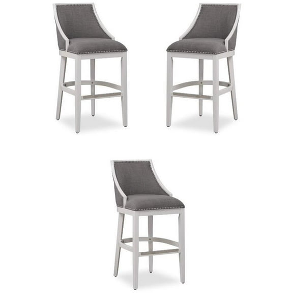 Home Square 30" Wood Bar Stool in Off White and Gray - Set of 3