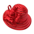 thumbnail image 2 of Holzkary Derby Hats for Women Flower Wide Brim Sun Hat Fascinators Big Wide Brim Fedoras Sun Visor Cap Mesh Sunshade Hat Flower Wedding Dress Hat Sun Dome Large Brim Hat Red One Size, 2 of 3