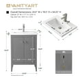 thumbnail image 3 of Vanity Art 24" Double Door Bathroom Vanity Cabinet with Undermount Sink, Free Standing Storage Cabinets with Ceramic Countertop, and Removable Shelve, 3 of 5