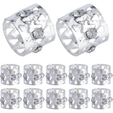 50Pcs Rhinestone Dreadlocks Beads Silver Dreadlock Hair Beads Dreadlocks Braid Beads Hair Braid Rings Adjustable Crystal Metal Hair Cuffs