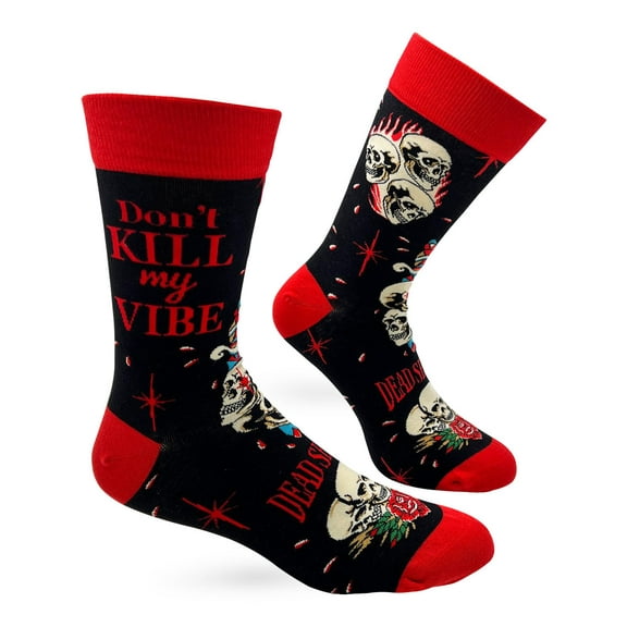 Fabdaz Don't Kill My Vibe Dead Serious Skull Design Crazy Socks for Men
