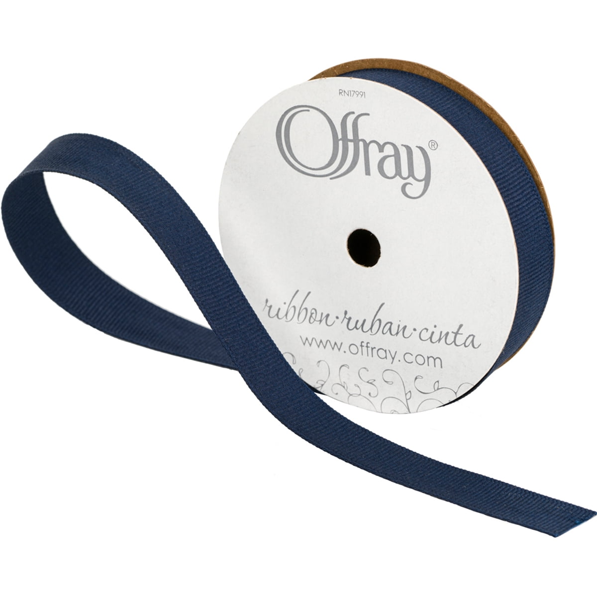(3 pack) Offray Ribbon, Navy 5/8 inch Grosgrain Polyester Ribbon, 18 feet
