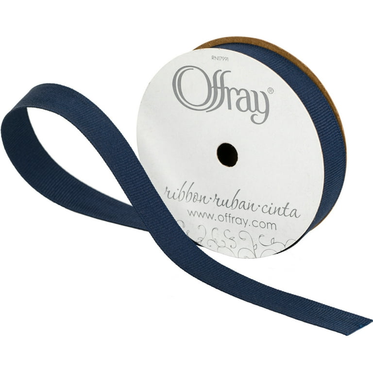 Offray Ribbon, White 5/8 inch Grosgrain Polyester Ribbon, 18 feet 