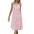thumbnail image 1 of Robes d'Été pour Femmes Sans Manches Bretelles Spaghetti Imprimé Floral Midi Robe Décontractée, 1 of 6