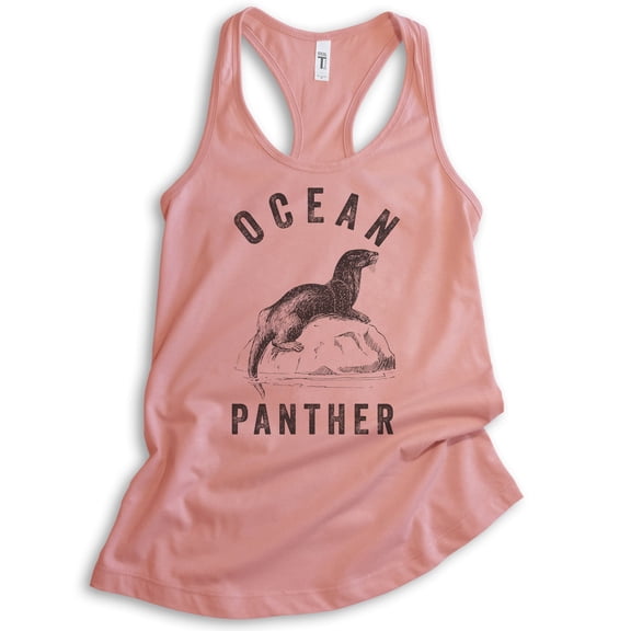 Ocean Panther Seal Tank Top, Ladies Racerback Tank Top, Seal Tank, Funny Animal Tank, Desert Pink, Small