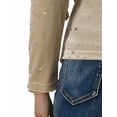 thumbnail image 5 of MODA NOVA Women's Blouse Metallic Shiny Star Print Long Sleeve Round Neck Shirt L Beige, 5 of 5