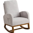 thumbnail image 5 of Nursery Rocking Chair with Side Pockets, Upholstered Modern Accent Glider Rocker Chair With High Backrest And Rubber Wood Legs For Bedroom Living Room, 5 of 9