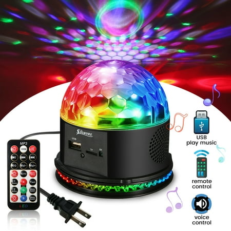 Absolute Radio Christmas Party Sound Activated Remote Control 3 RGB 48 LED Lights Crystal Magic Ball Support Music MP3 Player for Stage Lights Party Lights Christmas Halloween Disco DJ Lights ()