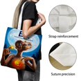 thumbnail image 3 of E.T., el Extraterrestre Bolso de tela con estampado de lienzo para mujer, bolsa de compras reutilizable y estética, con cremallera interior, regalo para mujer, 35 × 40 cm., 3 of 6