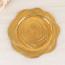 Efavormart 6 Pack Metallic Gold Acrylic Charger Plates With Ribbed Rose Pattern, Round Dinner Chargers Event Tabletop Decor - 13"