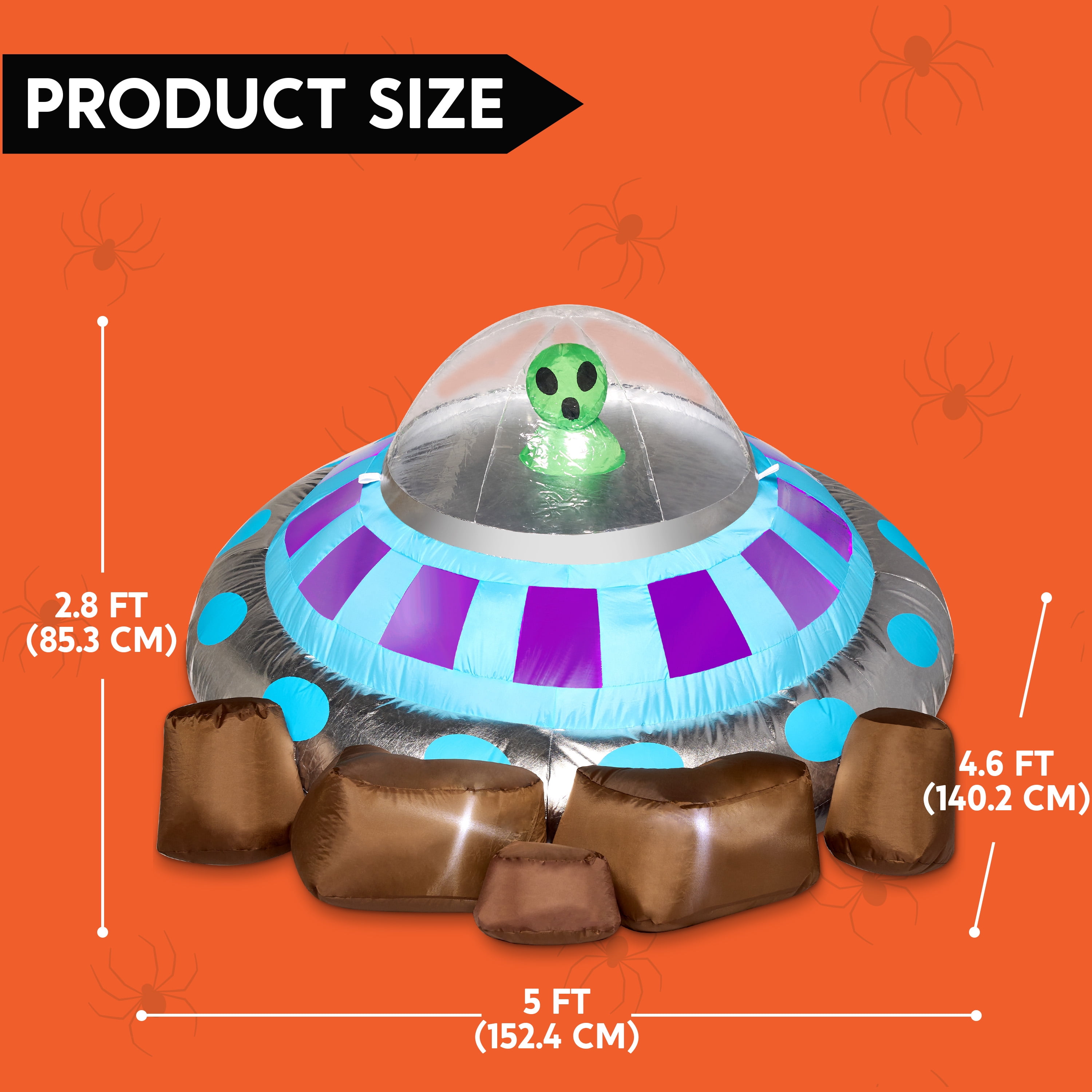 Joyfy 5ft Halloween Inflatable UFO Alien Decorations,Blow Ups Crashing UFO Yard Decoration with Color Changing Lights for Inflatable Decor Outside