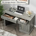 thumbnail image 3 of Vabches 47" Executive Desk with Charging Station and Storage, Farmhouse Wood Computer Desk with 2 Drawers & 1 Cabinet for Home Office, 3 of 7