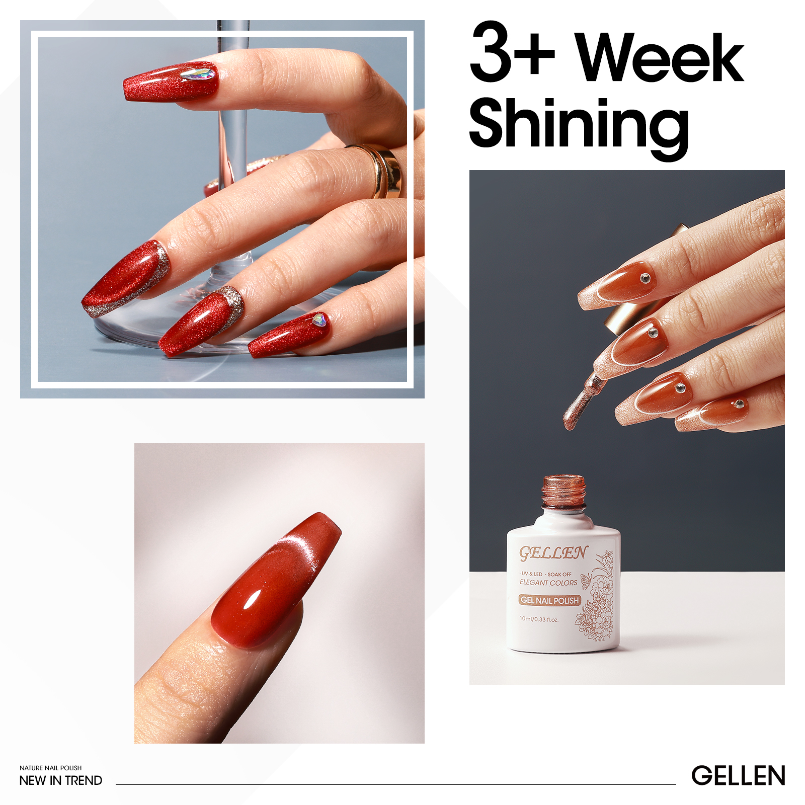 Gellen Cat Eye Gel Nail Polish Kit, 6 Colors with Magnet photo 4