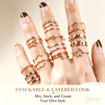 thumbnail image 4 of 22PCS Knuckle Rings Stackable Rings Gold Plated Wave Joint Finger for Women, 4 of 5