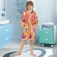 thumbnail image 5 of FORMRS Niños Bathrobe Unisex Hooded Robe Soft Plush Pajamas Sleepwear, Size 4-6T, Orange Hand Drawn Floral, 5 of 7