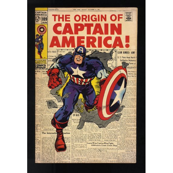 Captain America #109 VF+ 8.5 Classic Jack Kirby Cover! Stan Lee story! Comic Book