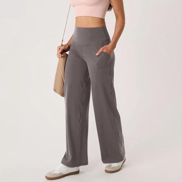 WILLBEST Pantalones Casuales para Mujer, Pantalones de Yoga de Pierna Ancha con Bolsillos, Pantalones Deportivos Holgados y Elásticos para Una Comodidad Durante Todo el Día. Mediana