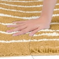 thumbnail image 3 of Unique Bargains 2 Pcs Striped Bathroom Rugs Mats Non-Slip Fluffy Bath Carpet Brown 16" x 24"/20" x 32", 3 of 6