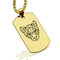 Stainless Steel Geometric Polygon Puma Animal Dog Tag Pendant Necklace
