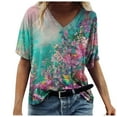 thumbnail image 1 of Birdeem T-Shirt Mode Décontracté Grande Taille Imprimé Fleurs Col en V pour Femmes, 1 of 3