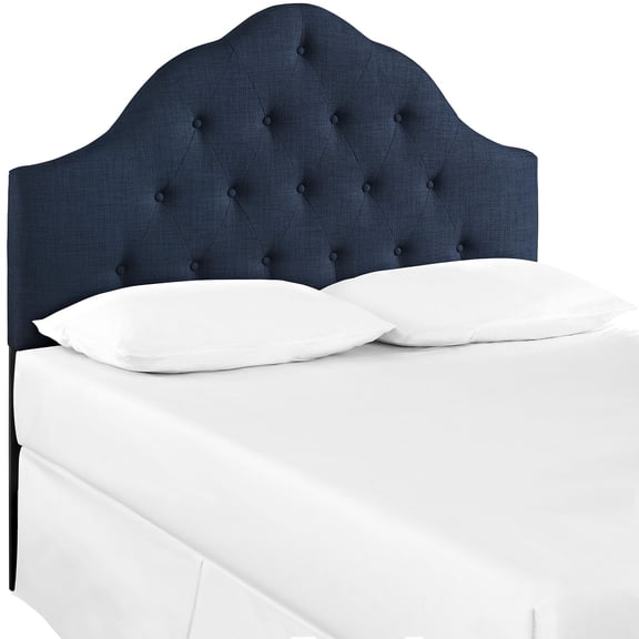 Modern Contemporary Queen Size Fabric Headboard, Blue, Fabric