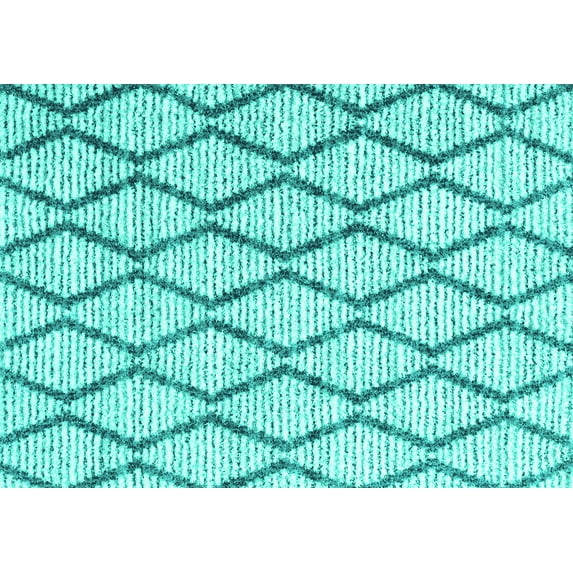 Ahgly Company Machine Washable Indoor Rectangle Trellis Turquoise Blue Modern Area Rugs, 4' x 6'