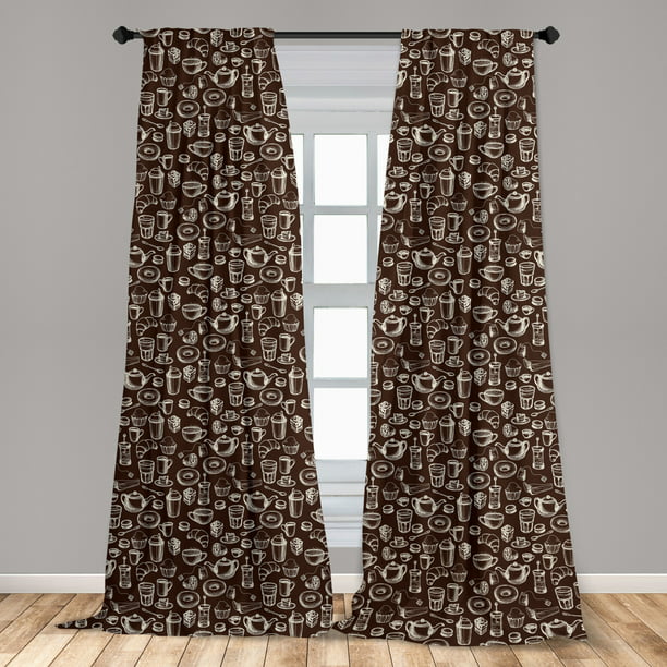Brown And White Curtains 2 Panels Set, Brown And White Curtains
