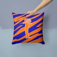 thumbnail image 2 of Letter I Initial Tiger Stripe Blue and Orange Fabric Decorative Pillow, 2 of 4