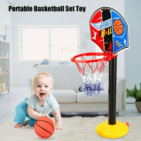 LIYJTK Adjustable Toy Sports Equipment with Basketball Hoop Inflator Poles Plastic Nylon Multicolor