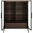 thumbnail image 5 of LED Display Cabinet w/Glass Doors & Drawers, Wood Curio Storage Cabinet w/4 Adjustable Glass Shelves, 5 of 8