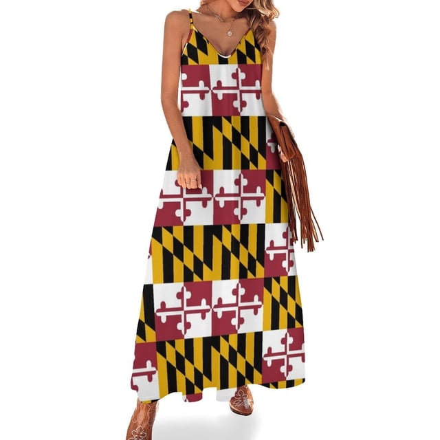 Nuevo vestido sin mangas con la bandera de Maryland Vestido de noche ropa mujer verano Vestidos de mujer verano