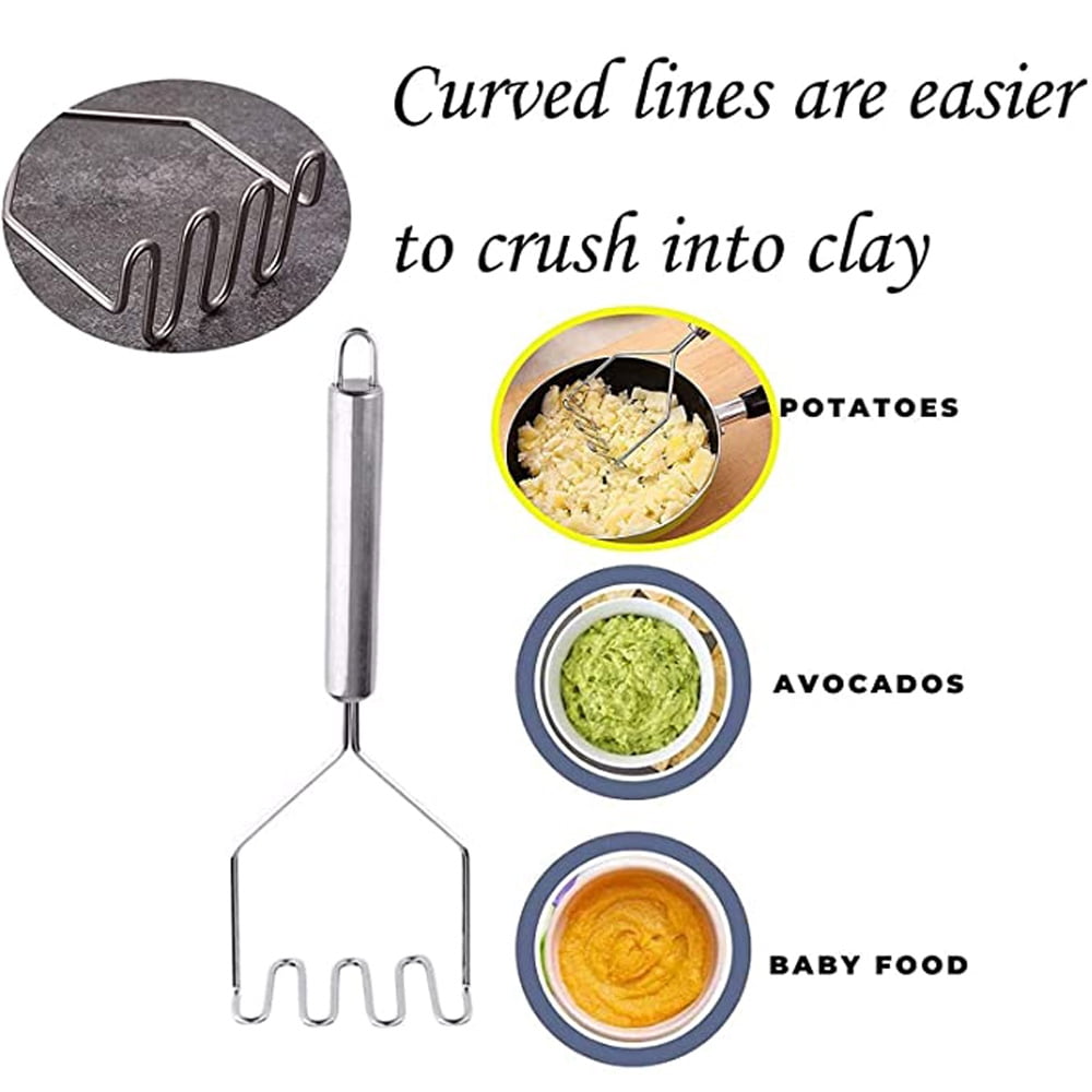  Potato Masher Stainless Steel - Premium Masher Hand Tool and  Potato Smasher Metal Wire Utensil for Best Mash for Bean, Avocado, Egg,  Mini Mashed Potatoe, Banana & Other Food by Zulay