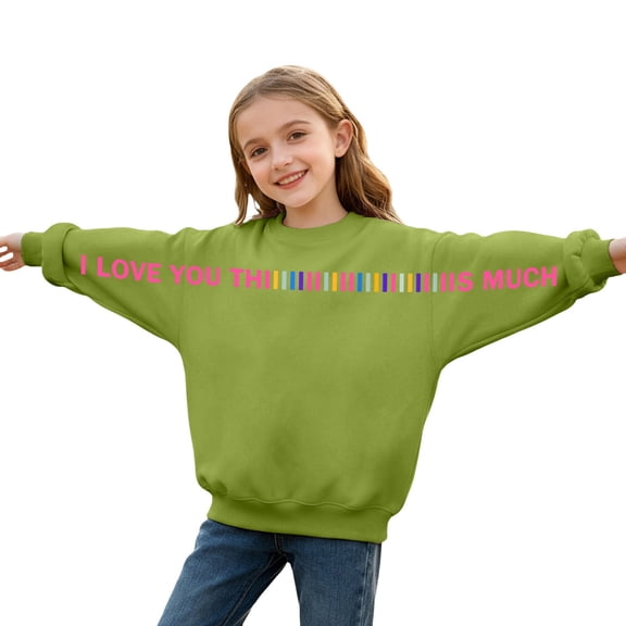 Girls Long Sleeve Letter Print Hoodless Sweatshirt For Daily Wear And Outdoor Activities Youth Fashion Apparel
