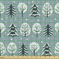 thumbnail image 2 of Ambesonne Forest Fabric by the Yard Upholstery, Snowy Trees and Snowflakes, 5 Yards, Blue Grey, 2 of 5