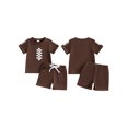 thumbnail image 2 of BemeyourBBs Toddler Baby Boy Football Avocado Bee Outfit Infant Boys Summer Clothes Embroidery Short Sleeve T shirt Top and Shorts Set Pockets, 2 of 9