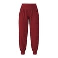 thumbnail image 5 of ClodeEU Women's High Waisted Smocked Waist Jogger Pants,Casual Loose Fit Joggers with Elastic Cuffs Wine,Women's Plus XXL, 5 of 9