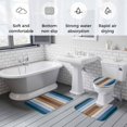 thumbnail image 5 of Blue Brown Bath Mat 3 Piece Bathroom Rug Set, Farmhouse Wood Grain Vintage Vertical Striped Non Slip Bath Rug Contour Mat and Toilet Lid Cover, Absorbent Shower Mats Soft Bath Rugs and Mats Sets, 5 of 8