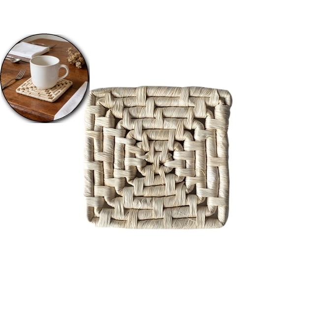 Woven Coasters – 5.9x5.9in Rustic Heat-Resistant Table Mats for Mugs, Pots & Plants – Eco-Friendly, Rattan-Style Coasters for Home, Parties & Weddings