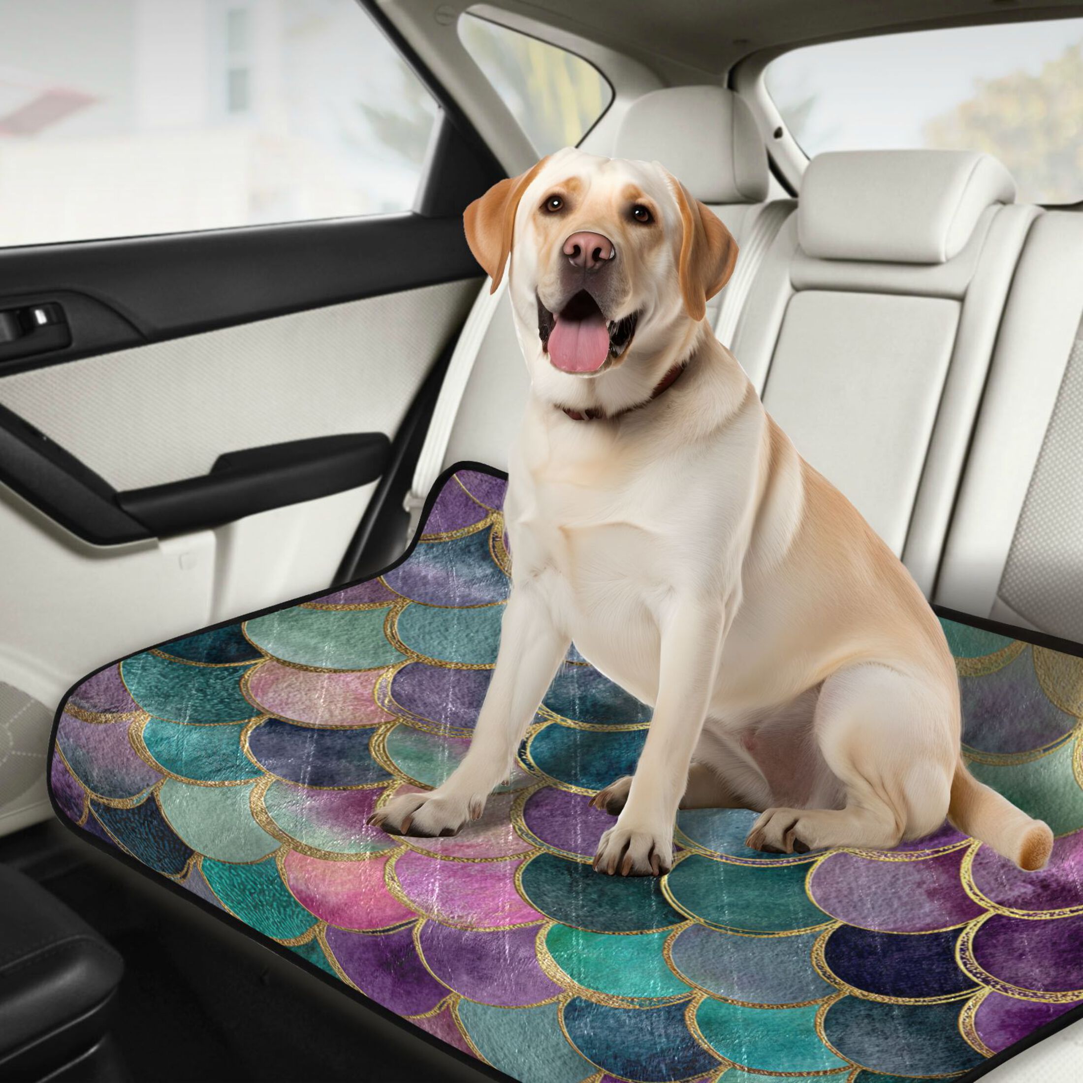 Qxltty Mermaid Scales Cat litter Pads Pet Set of 2 Diaper Mats Center Anti-leakage Layer Absorbent Soft and Comfortable