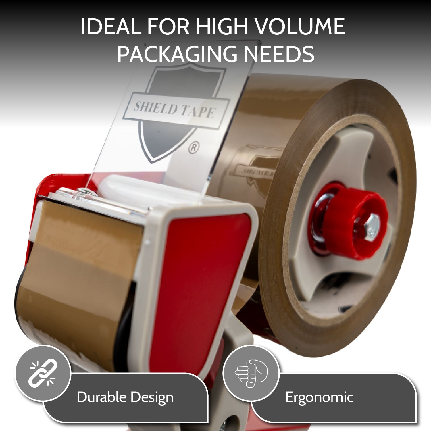 MMBM Carton Sealing Tape Dispenser with Trigger Handle Fits 2" Wide Rolls, Red/Grey 2 Pcs Heavy-Duty for Industrial,Office Packaging & Shipping