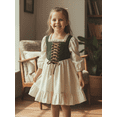 thumbnail image 3 of RUINIXCW Vintage Toddler Baby Girl Halloween Renaissance Dress Baby Ren Faire Costume Kids Baby Girl Spring Fall Clothes Front Tie Lace Trim Square Neck Long Sleeve Princess Party Dress, 3 of 9
