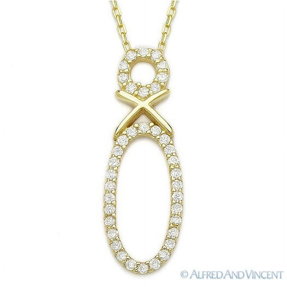 XO "Hugs & Kisses" CZ Crystal Pendant & Chain Necklace in .925 Sterling Silver