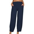 thumbnail image 2 of QUINDOS Womens Pants Trendy Wide Leg Ankle Length High Waisted Casual Pants Pull on Loose Trousers with Pockets, 2 of 8