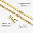 thumbnail image 4 of Apsvo 2pcs Men Chain Necklaces,18 Inch Herringbone Link Chain and 20 Inch Cuba Link Chain,Gold A-Z Initial Necklace,Layered Stainless Steel Letter Pendant Necklace Jewelry Gift for Men, 4 of 6