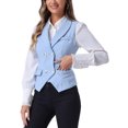 thumbnail image 5 of INSPIRE CHIC Women's Suit Vest Double Breasted Business Lapel Dressy Waistcoat Vest L Light Blue, 5 of 7