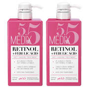 Medix 5.5 Retinol Cream with Ferulic Acid Anti-Sagging Treatment. Targets Crepey Wrinkles and Sun Damaged Skin. Set of Two 15 fl oz