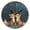 Black, variant on Foxes Lean Together on Meadow Round Wall Clock Silent Analog Battery Operated Gold Pointer Home Decor 9.84" Diameter