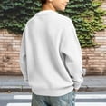 thumbnail image 4 of WDWYY Boys Waffle Knit Crew Neck Sweatshirt Long Sleeve Casual School Loose Fit Arm Pocket Pullover Top White 13-14 Years, 4 of 5